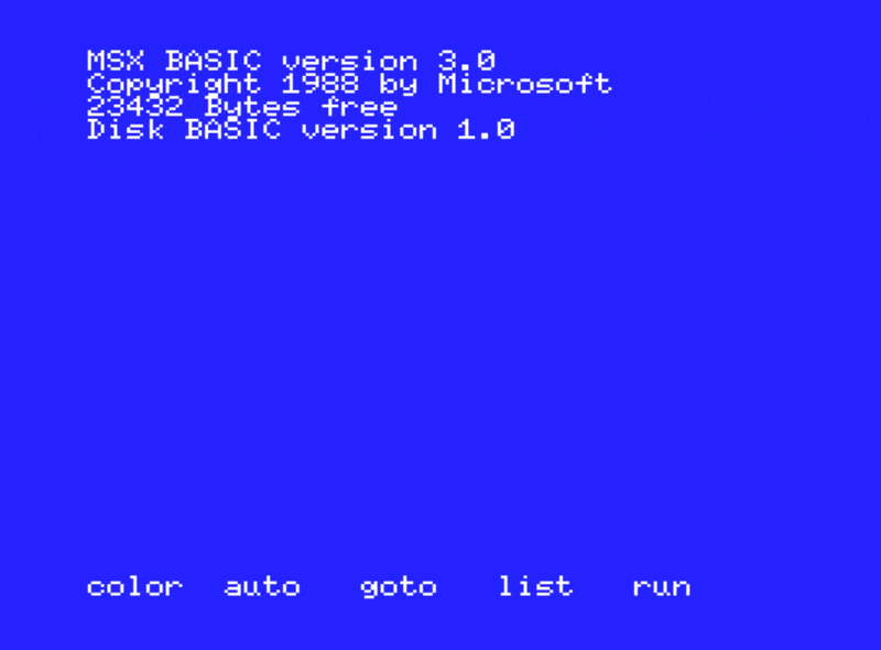 Screenshot of the BASIC program running in WebMSX, showing the French flag and country information
