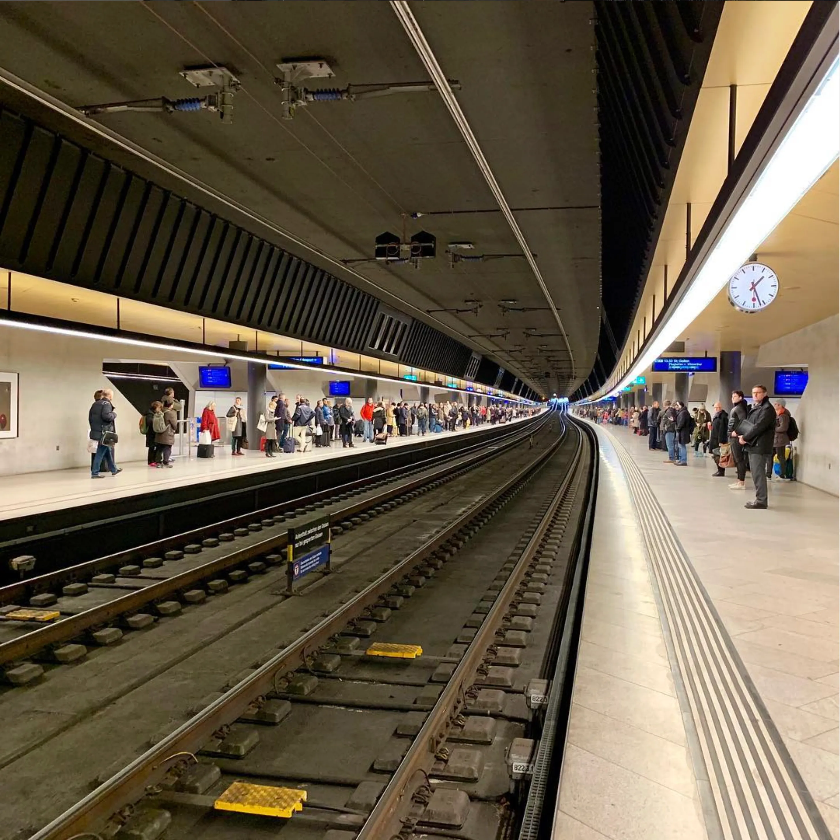 The curvature of space-time at Swiss train stations